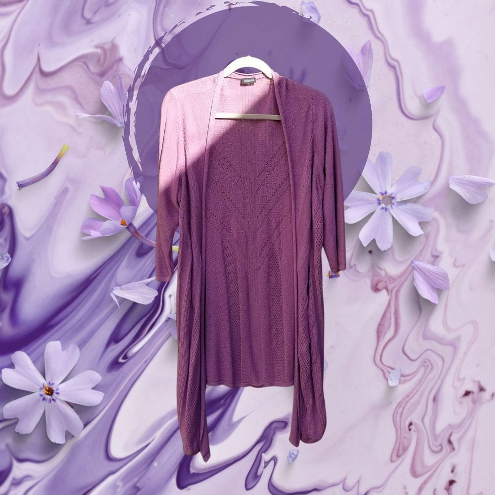 Torrid Purple Pointelle Knit Longline Cardigan